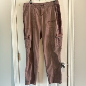 Sundance Mauve Cargo Pants with Patterned Trim